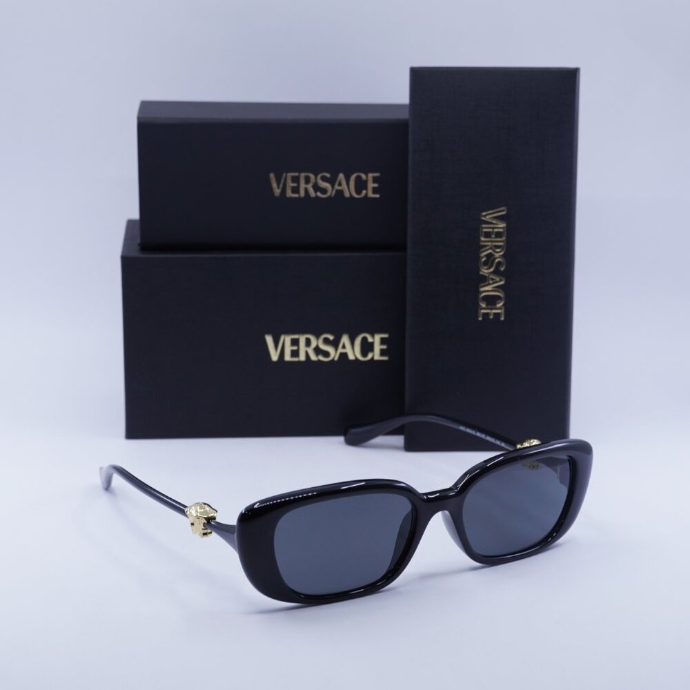 Versace VE4504D GB1/87 Rectangle Sunglasses – Shiny Black/Grey - Picture 5 of 9